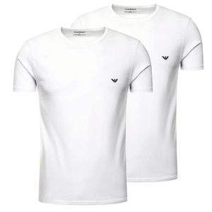 EMPORIO ARMANI 2er Pack Herren slim fit Stretch Baumwolle V-Neck T-Shirts Weiß/Weiß M