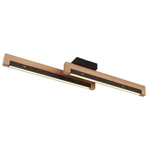 LED Deckenleuchte, Holz, Aluminium, Sterneneffekt, L 70 cm