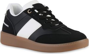 VAN HILL Damen Sneaker Low Schnürer Bequeme Freizeit Schnür-Schuhe 841516, Farbe: Schwarz, Größe: 41