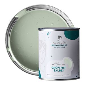 MissPompadour abwaschbare Wandfarbe Grün mit Salbei 1L - hohe Deckkraft - matte, scheuerbeständige Innenfarbe - geruchsarm, wasserbasiert, ergiebig - Die Nützliche
