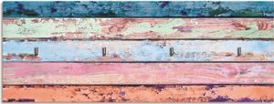 ARTland Schlüsselbrett Bunte Holzplanken Größe: 40x14,8 cm