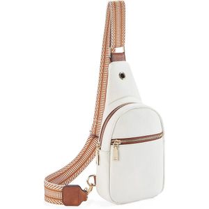 Bauchtasche Damen Gürteltasche Herren, Sport Mode Hüfttaschen Frauen Brustbeutel Umhängetasche Crossbody Bag mit verstellbarem Riemen (Weiß)
