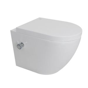 WC Spülrandlos Wand Hänge WC Taharet Dusch-WC Toilette Softclose inkl. ArmaturL/B/H 55 x 36 x 37cm mit Bidet-funktion Intimdusche