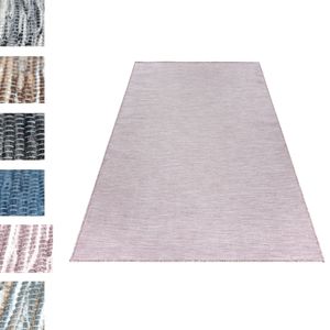 Outdoor Teppich Sisal Optik Indoor Flachgewebe Wintergarten-Teppich Einfarbig, Farbe:Pink-Creme, Grösse:80x250 cm