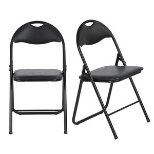 H.J WeDoo sada 2 čalouněných kovových skládacích židlí - černá - židle pro hosty kuchyňská židle pro hosty s čalouněním