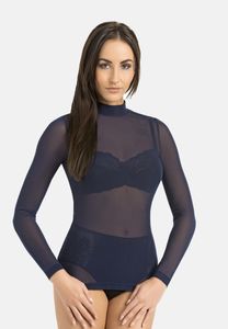 Teyli Damen-Rollkragenpullover aus durchsichtigem Netz Glamour Female 169320 blau L