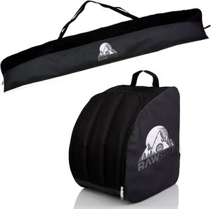 Rawstyle Skitasche Ski-Schuh-Tasche Set SKI-Tasche 160cm oder 180cm wasserdicht Ski Bag Ski Cover Wintersport Kombi (180cm-schwarz-schwarz)