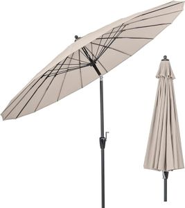 KOMFOTTEU Gartenschirm, Ø 265 cm, neigbarer Sonnenschirm mit Kurbel, Outdoor-Sonnenschirm mit 18 Streben, Outdoor-Regenschirm mit UV-Schutz