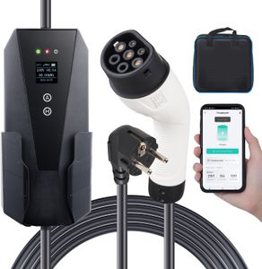 SucceBuy Přenosná nabíječka pro elektromobily typ 2, 16A 3,7kW, nabíječka pro elektromobily, 28 ft kabel, zástrčka CEE 7/7, LCD displej, domácí nabíjecí stanice IEC 62196, IP66 SucceBuy Přenosná nabíječka pro elektromobily typ 2, 16A 3,7kW, nabíječka pro elektromobily, 28 ft kabel, zástrčka CEE 7/7, LCD displej, domácí nabíjecí stanice IEC 62196, IP66