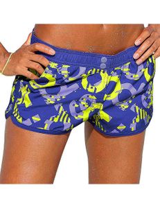 adidas Damen Short für Bikini Beach adidas Print Short lila gelb, Größe:36