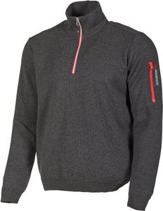 Ivanhoe Strickjacke Hadar Halber Reißverschluss Graphit Meliert-feine Wolle-Grau