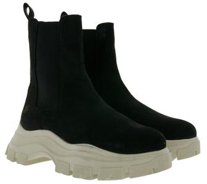 Apple of Eden Anka Damen Chelsea Boots stylische Echtleder-Stiefeletten AW22-Anka Schwarz, Größe:36