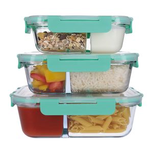 6 tlg. Glas- Frischhaltedosen Set, Klick- Deckel, Gefrier Brot Dose, Lunchbox