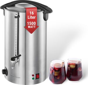 ProfiCook® Heißgetränkeautomat mit 16L Inhalt | Glühweinkocher mit hochwertigem Edelstahlgehäuse | zum Erhitzen und Warmhalten | Punschkocher f. Glühwein, Tee & Kaffee | PC-HGA 1111