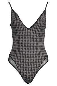 KARL LAGERFELD BEACHWEAR Damen Badeanzug Bademode Einteiler Schwimmode, V-Ausshnitt, Größe:XS, Farbe:schwarz (black)