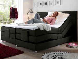 MANOLO Boxspringbett mit Motor 180x200cm elektrisch Schwarz, Ausführung:Variante 2