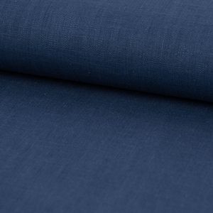 Leinenstoff mit Baumwolle vorgewaschen einfarbig indigo blau 1,40m Breite