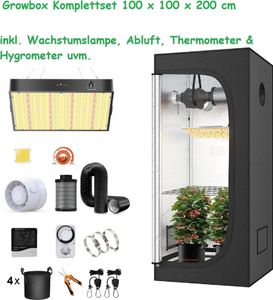 JUNG Gewächshaus Growbox Komplettset Anzuchtset mit Zuchtzelt, Anbau Pflanzen,Growzelt, BxTxH: 100x100 x 200,00 cm, Growbox,Gewächshaus Komplett Set