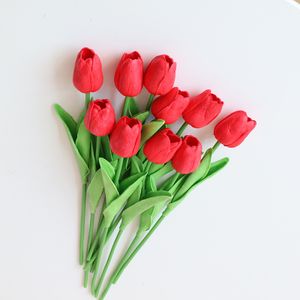 10 kusov umelých tulipánov Kvetina Falošné kvety Kytica umelých tulipánov, červená