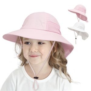 Mädchen Sonnenhut Verstellbarer Hut mit breiter Krempe Sonnenschutz UPF 50 für Baby Mädchen Jungen Säugling (2 Rosa)