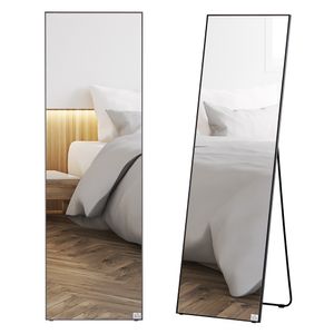 HOMCOM Standspiegel, freistehender Ganzkörperspiegel, Ankleidespiegel mit Ständer, Wandspiegel, Garderobenspiegel für Schlafzimmer, Flur, Alu, 49 x 160 cm