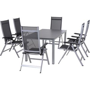 Gartenmöbelset Siena Garden 6 -Sitzer bestehend aus: 6 Stühle,Tisch Metall silber