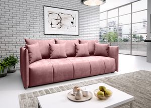 FURNIX Sofa ASVIL 3-Sitzer Schlafsofa Couch mit Schlaffunktion Bettkasten Rosa MH 63