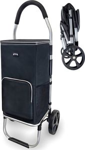 Goliving Einkaufstrolley - 50L - Zusammenklappbar mit Seitentaschen & Kühlfach - Wetterfest - Rostfreies Aluminium - Einkaufswagen mit Rädern - Schwarz Goliving Einkaufstrolley - 50L - Zusammenklappbar mit Seitentaschen & Kühlfach - Wetterfest - Rostfreies Aluminium - Einkaufswagen mit Rädern - Schwarz