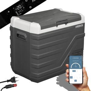 AREBOS Kompressor Kühlbox 43 Liter Elektrische Auto Gefrierbox mit APP-Steuerung zum Kühlen, Einfrieren & Warmhalten Kühlschrank bis -20 °C mit USB