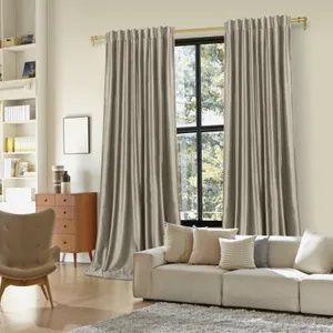 2er-Set Samt Vorhänge Blickdicht, Grau Kräuselband Vorhang, Samtvorhänge Thermovorhänge Verdunkelungsvorhänge Wohnzimmer Schlafzimmer, 132x244cm