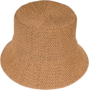 styleBREAKER Damen Fischerhut aus luftig gewebtem Papierstroh, Faltbarer Knautschhut, Sonnenhut, Bucket Hat 04025032, Farbe:Braun
