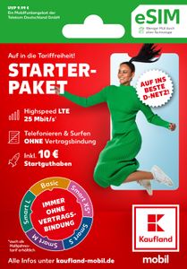 Kaufland mobil eSIM Starterpaket inkl. 10 EUR Startguthaben