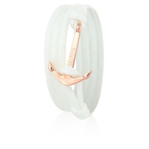 Skipper Anker-Armband Wickelarmband Nylon in Weiß mit Goldenem Anker 6631