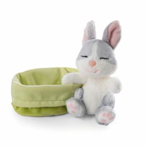 Przytulanka królik szary 12cm śpiący w koszyku
