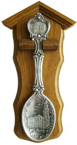 Artina ARTINA Jahreslöffel 2016 oval aus Zinn - St.Michaeliskirche - mit Holzbrett