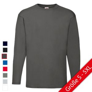 Fruit of the Loom Valueweight Long Sleeve T, Farbe:graumeliert, Größe:M