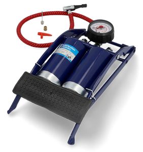 cartrend Fußluftpumpe Doppelzylinder blau Manometer bis 7 bar