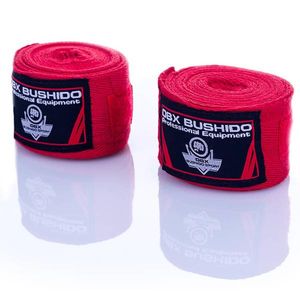 DBX BUSHIDO SPORT Bandagen Boxen - Baumwolle Boxbandagen Herren - Flexibel Box Bandagen Männer mit Starkem Klettverschluss - Boxing Bandage für den Kampfsport (4m, Rot)