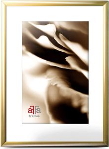 aFFa frames, Alu, Bilderrahmen aus Aluminium, Bild Foto Rahmen, Rechteckig, mit Acrylglasfront, Gold, 10x15 cm