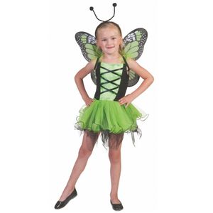 Schmetterling Kostüm grün für Kinder, Größe:104