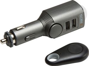 TECHNAXX Auto-Alarmanlage mit Ladefunktion TX-100, Akku 450 mAh, 2 USB-Ladeanschlüsse, Fernbedienung für Ein/Aus