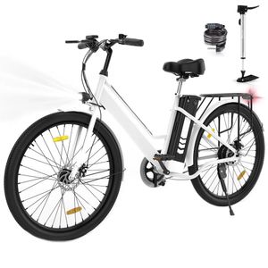 E-Bike Damen 26 Zoll, Elektrofahrrad Kohlenstoffstahl - Hinterradmotor 8.4Ah / 36V Lithium-Ionen-Akku, Multitalent E-bike E-Hollandräder