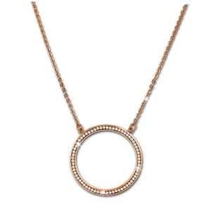 Amello Edelstahl 333er Rosegold Halskette O-Kette Schmuck 84cm rose weiß ESK101E