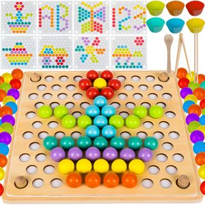 Holz Clip Beads Brettspiel Perlen Regenbogen Montessori Spielzeug 22403
