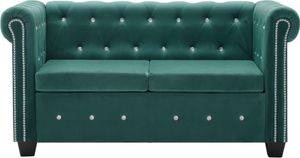 vidaXL Pohovka Chesterfield s 2 sedadlami so zamatovým poťahom 146 x 75 x 72 cm Zelená vidaXL Pohovka Chesterfield s 2 sedadlami so zamatovým poťahom 146 x 75 x 72 cm Zelená
