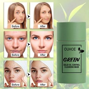2 Stück Grüner Tee Reinigende Tonstift Maske Gesichtsmaskenstift Tiefenreinigende Ölkontrolle Anti-Acne Solide Maske Mitesser Entferner Poren schrumpfen