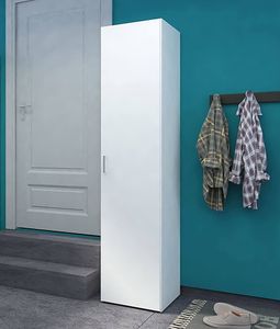 Eintüriger Kleiderschrank mit drei Innenregalen, Farbe Weiß, Maße 39 x 175 x 41 cm