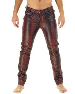 Bockle® Flash Leather Pants Lederhose Lederjeans Skinny Herren Leder Tube , W33/L34