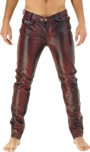 Bockle® Flash Leather Pants Lederhose Lederjeans Skinny Herren Leder Tube , W33/L34