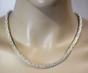 Herrenarmband Königskette 4mm Halskette Herrenkette quatratisch 3/4 massiv Sterling Silber 925   22